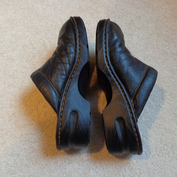 Born Black Pebbled Leather Slip On Clog Sandals Size 8 W3133 Casual Comfort 39 - Picture 5 of 8